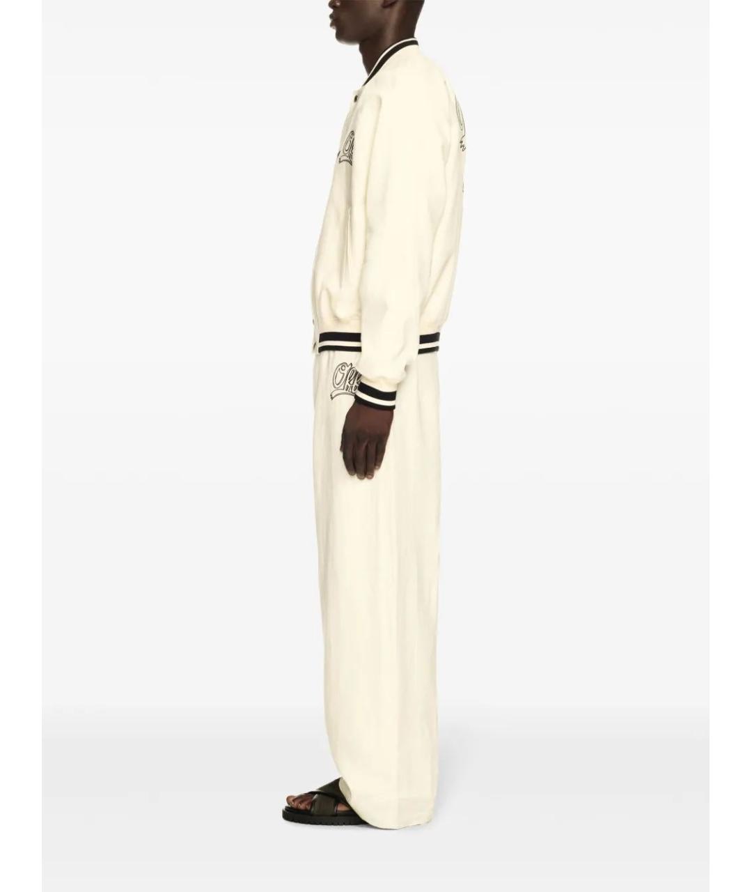 OFF-WHITE Белые хлопковые повседневные брюки, фото 3