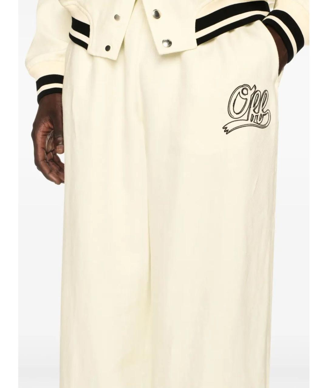 OFF-WHITE Белые хлопковые повседневные брюки, фото 5