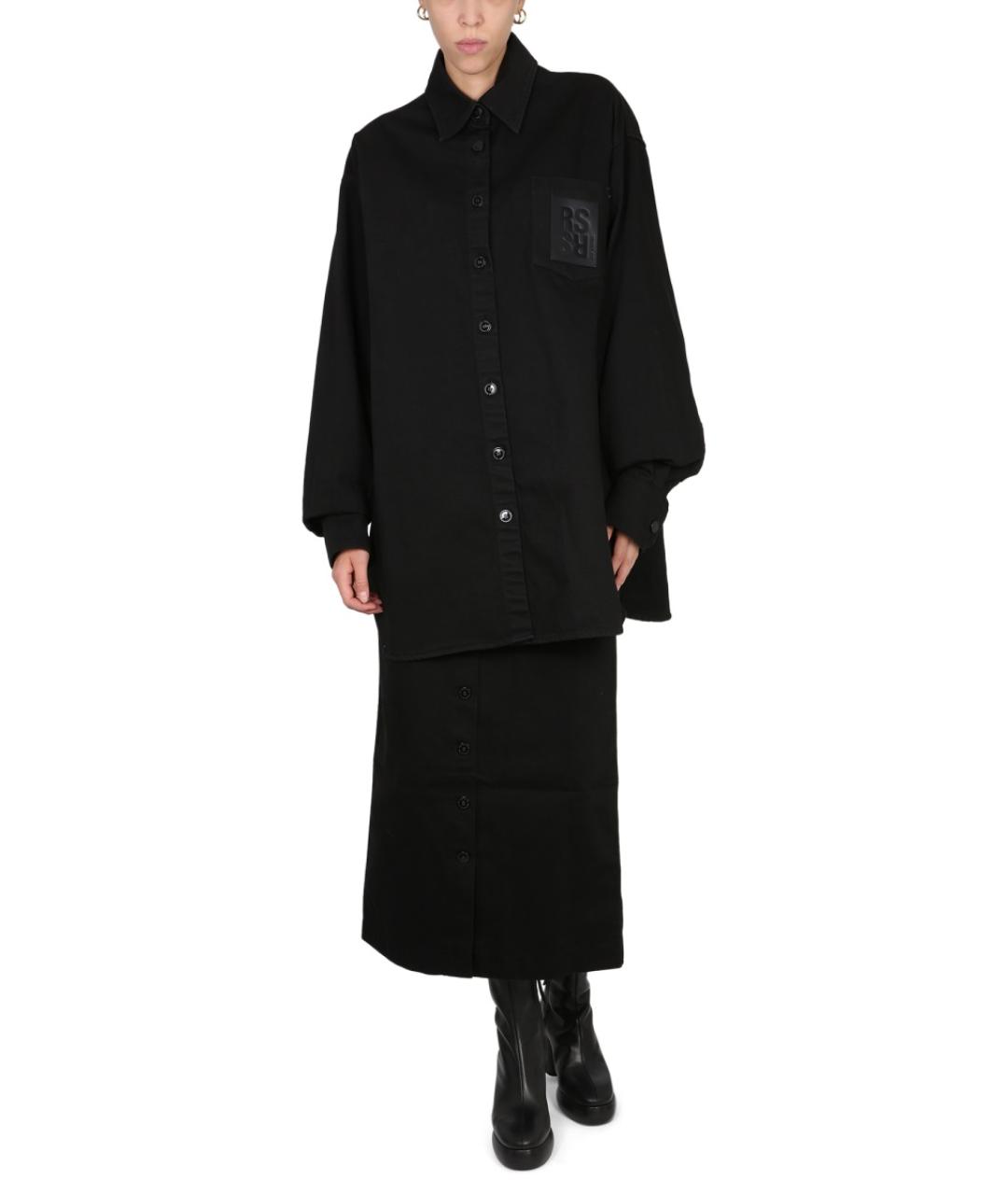 RAF SIMONS Черная хлопковая юбка миди, фото 2