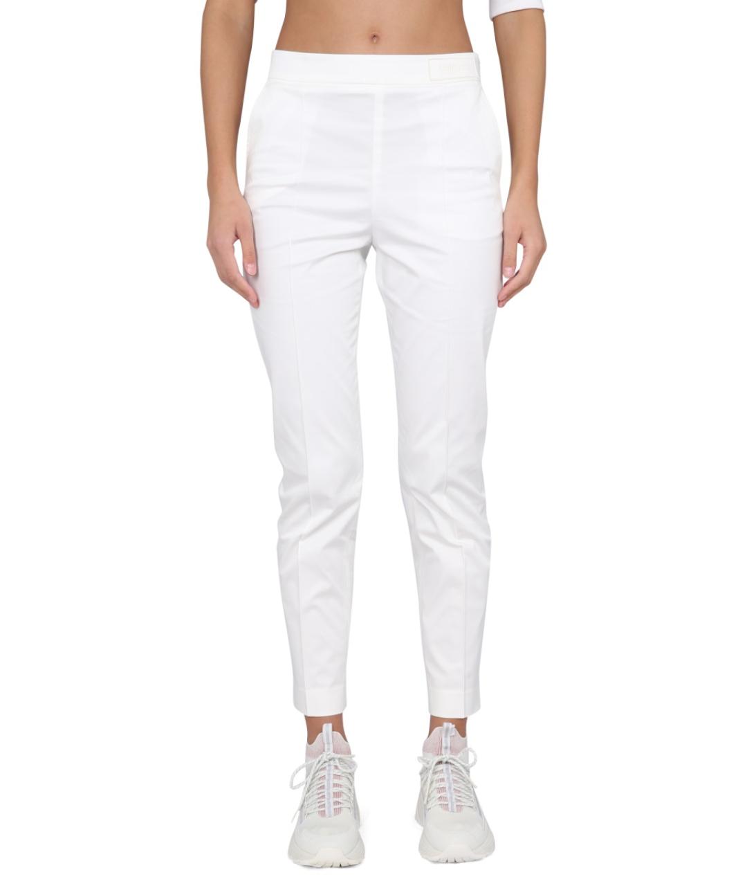 MONCLER Белые хлопковые прямые брюки, фото 5