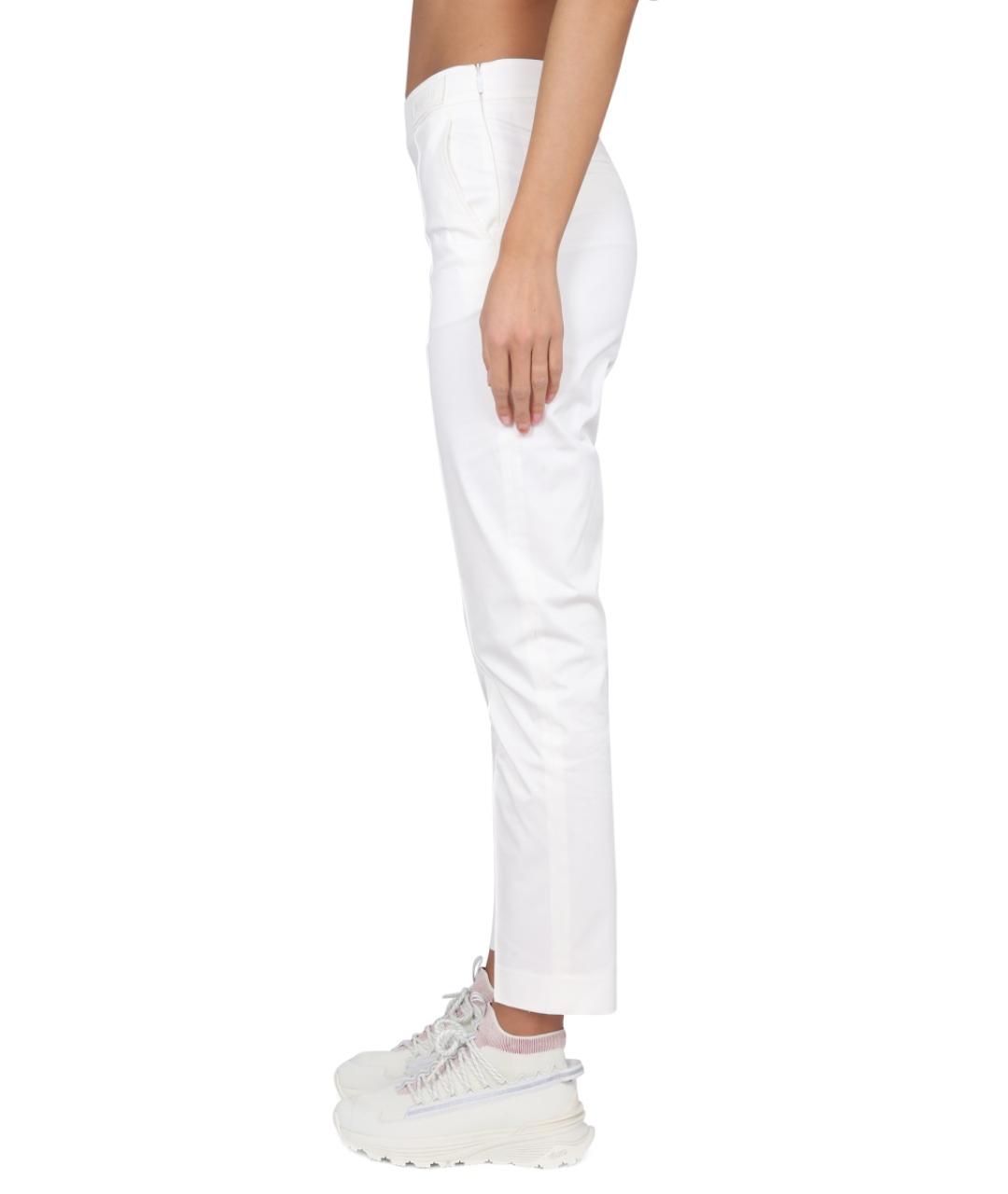 MONCLER Белые хлопковые прямые брюки, фото 3
