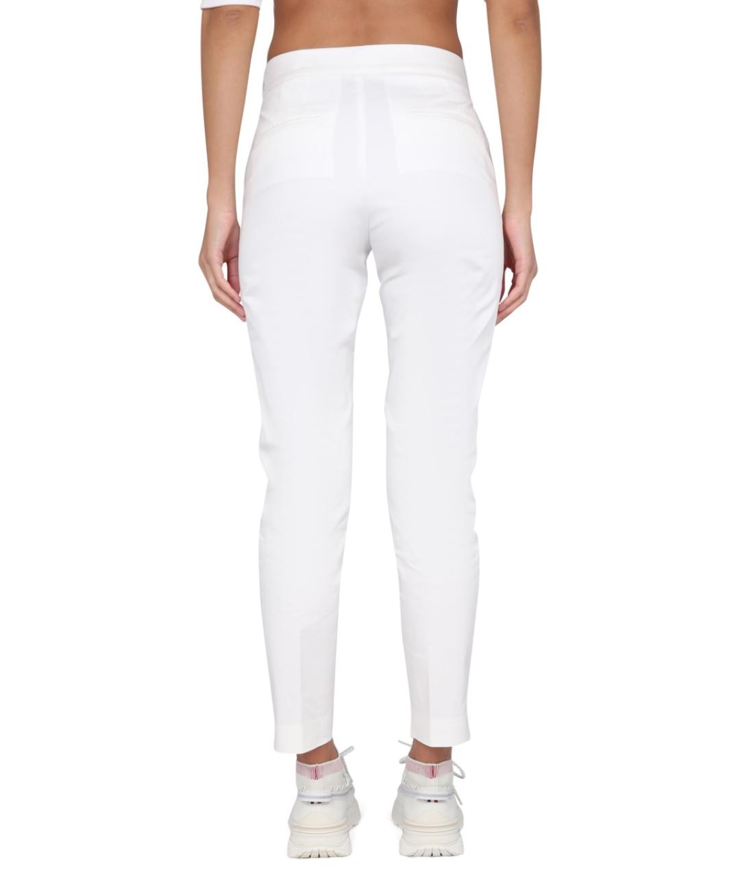 MONCLER Белые хлопковые прямые брюки, фото 4