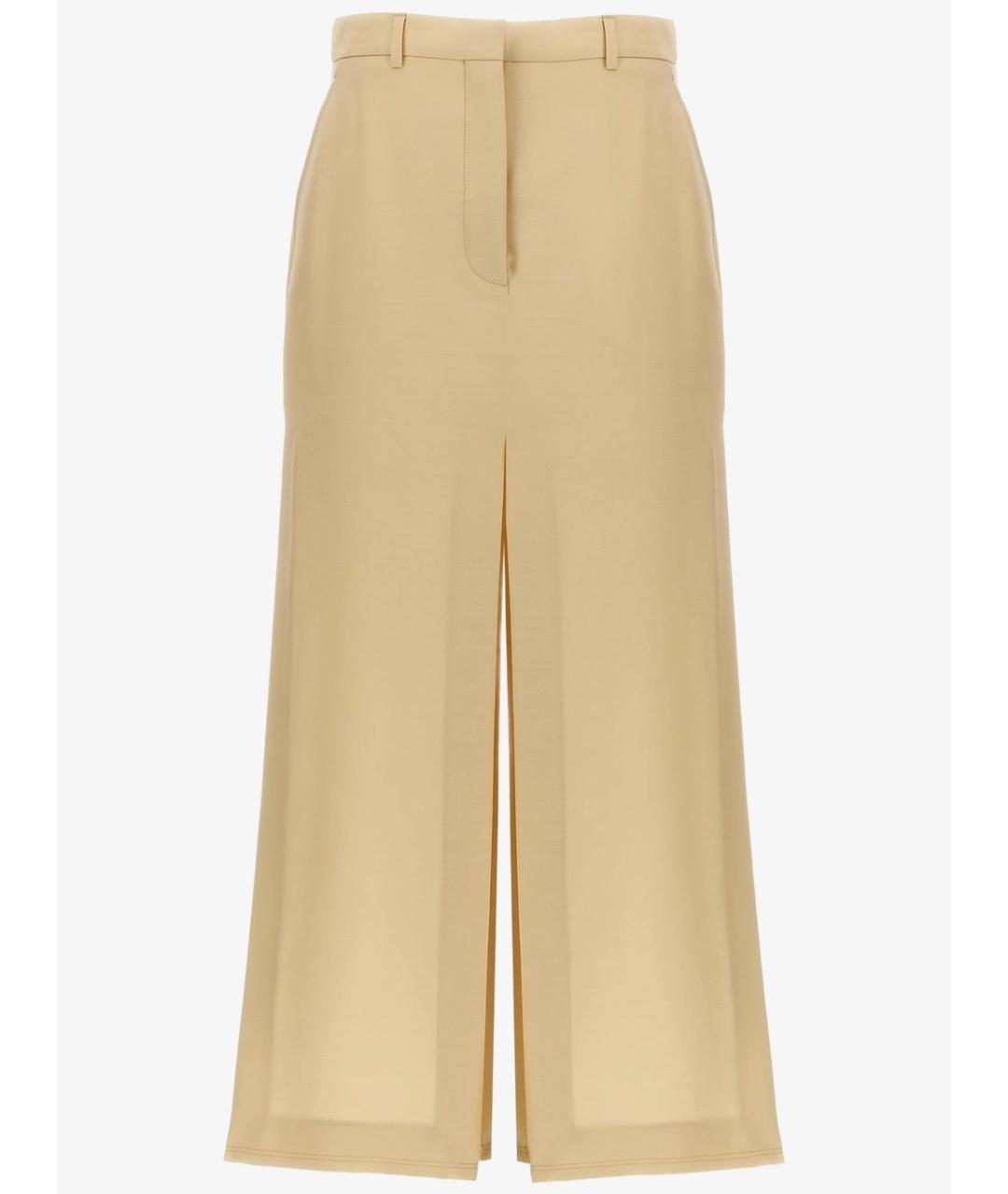 LANVIN Бежевая шелковая юбка макси, фото 1