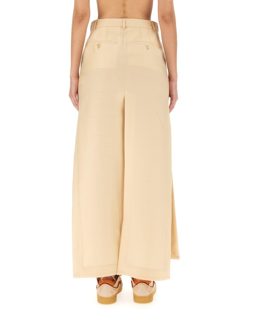 LANVIN Бежевая шелковая юбка макси, фото 3