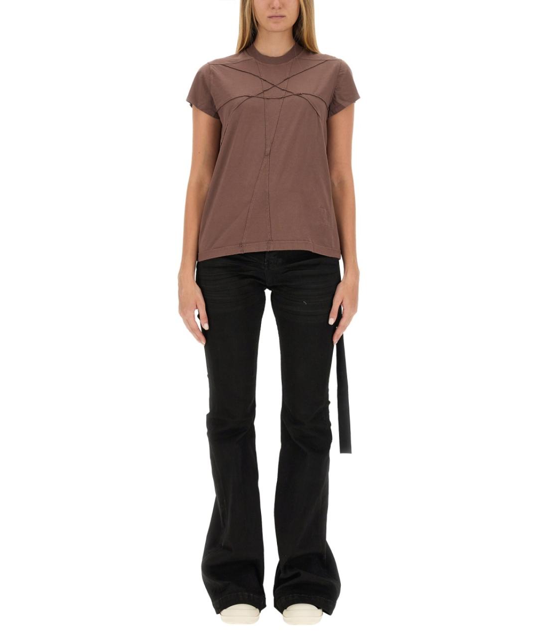 RICK OWENS DRKSHDW Коричневая хлопковая футболка, фото 5