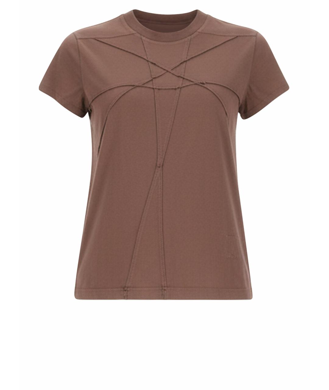 RICK OWENS DRKSHDW Коричневая хлопковая футболка, фото 1