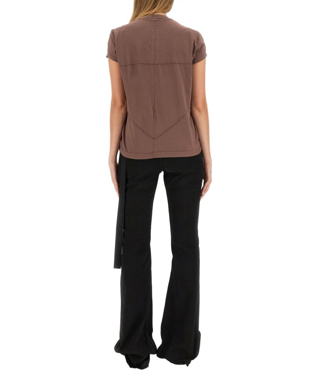 RICK OWENS DRKSHDW Коричневая хлопковая футболка, фото 3