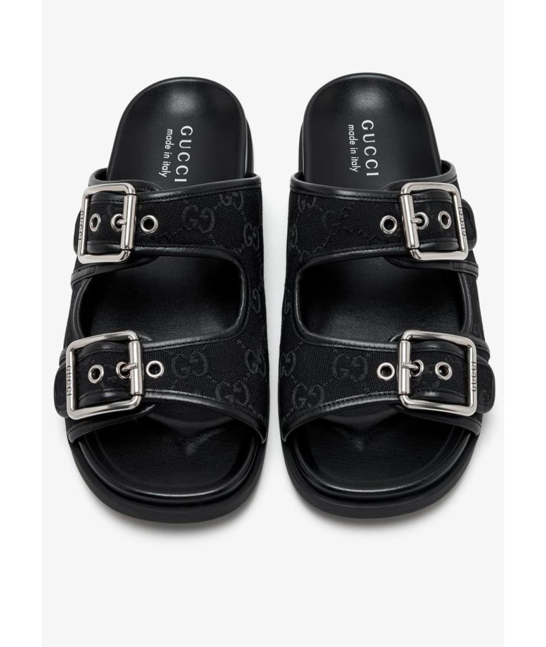 GUCCI Черные текстильные шлепанцы, фото 4