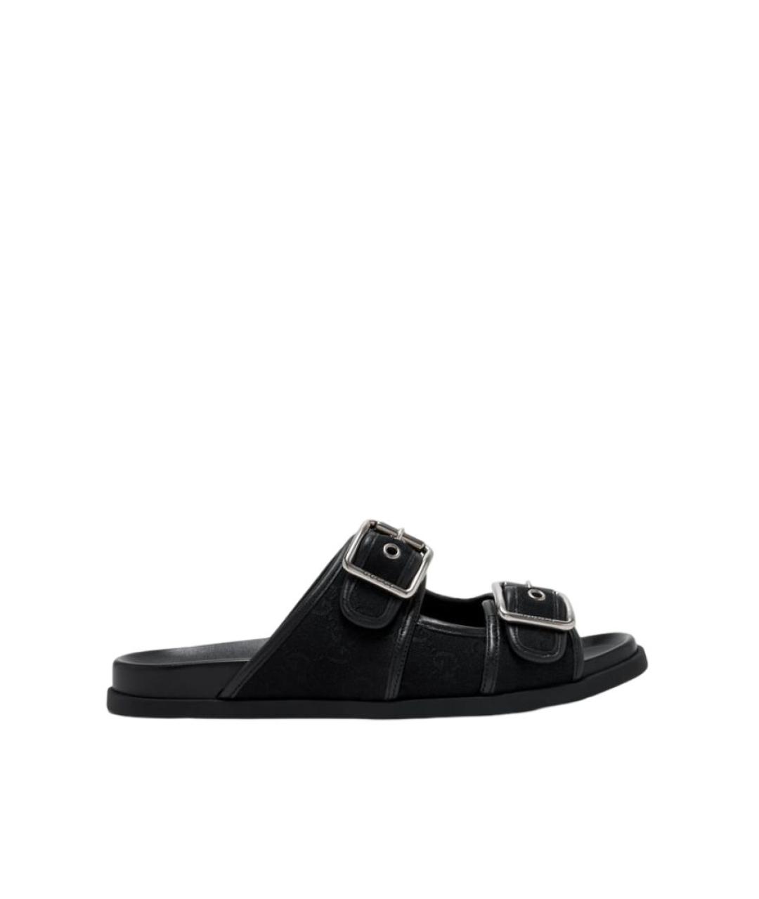 GUCCI Черные текстильные шлепанцы, фото 1