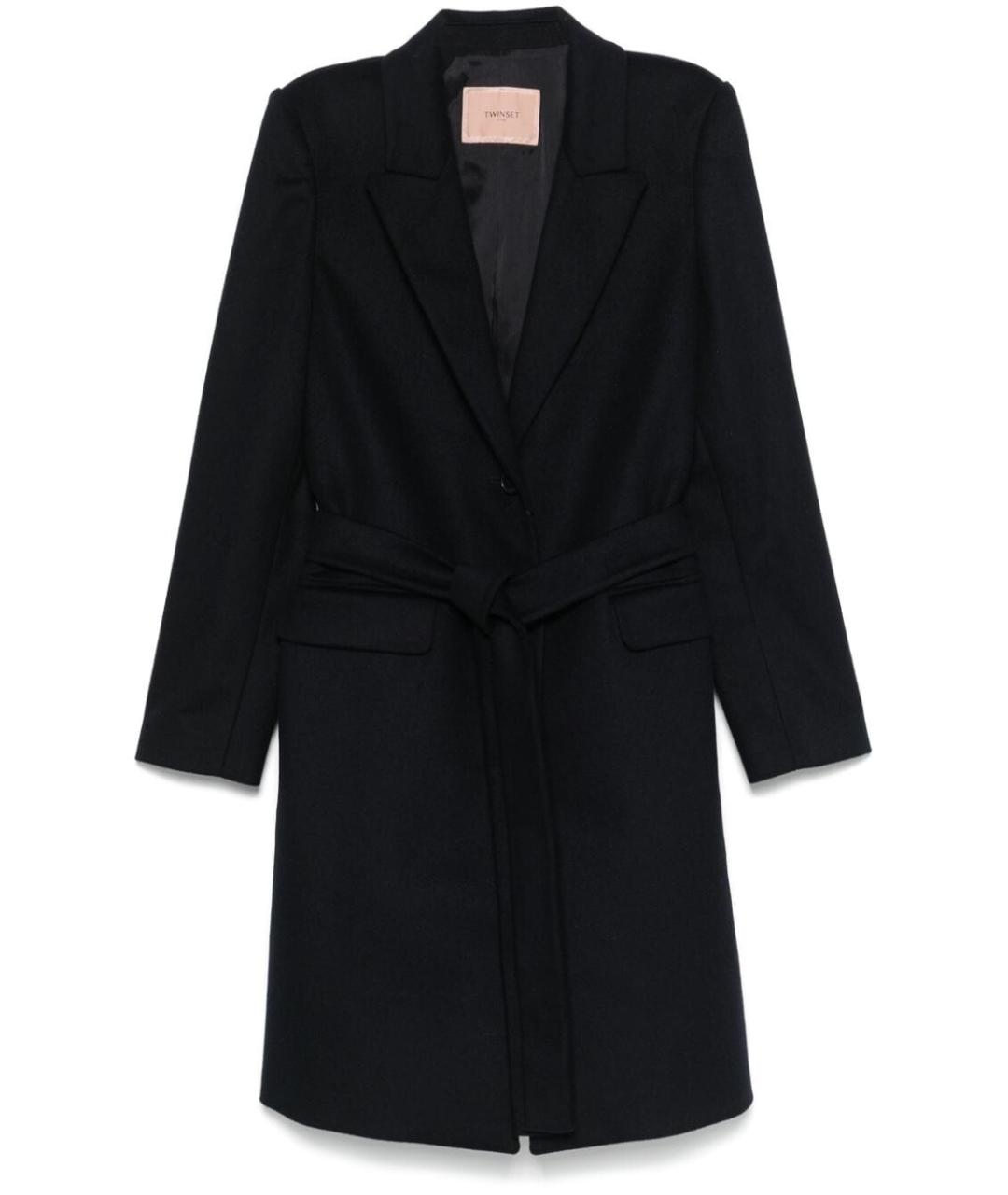 TWIN-SET Синее шерстяное пальто, фото 4