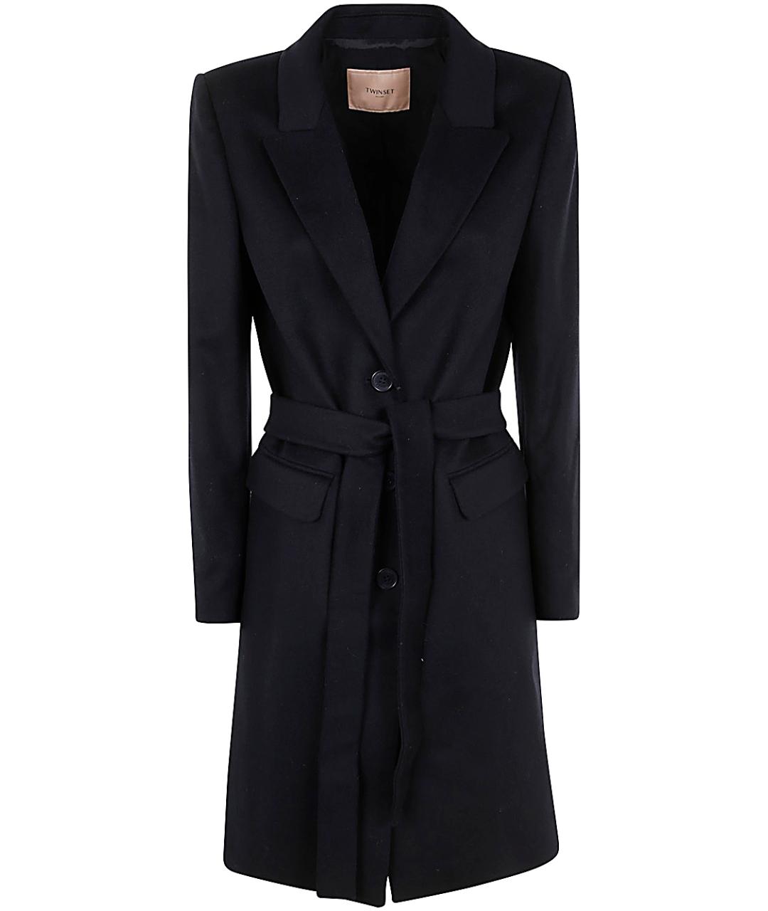 TWIN-SET Синее шерстяное пальто, фото 1
