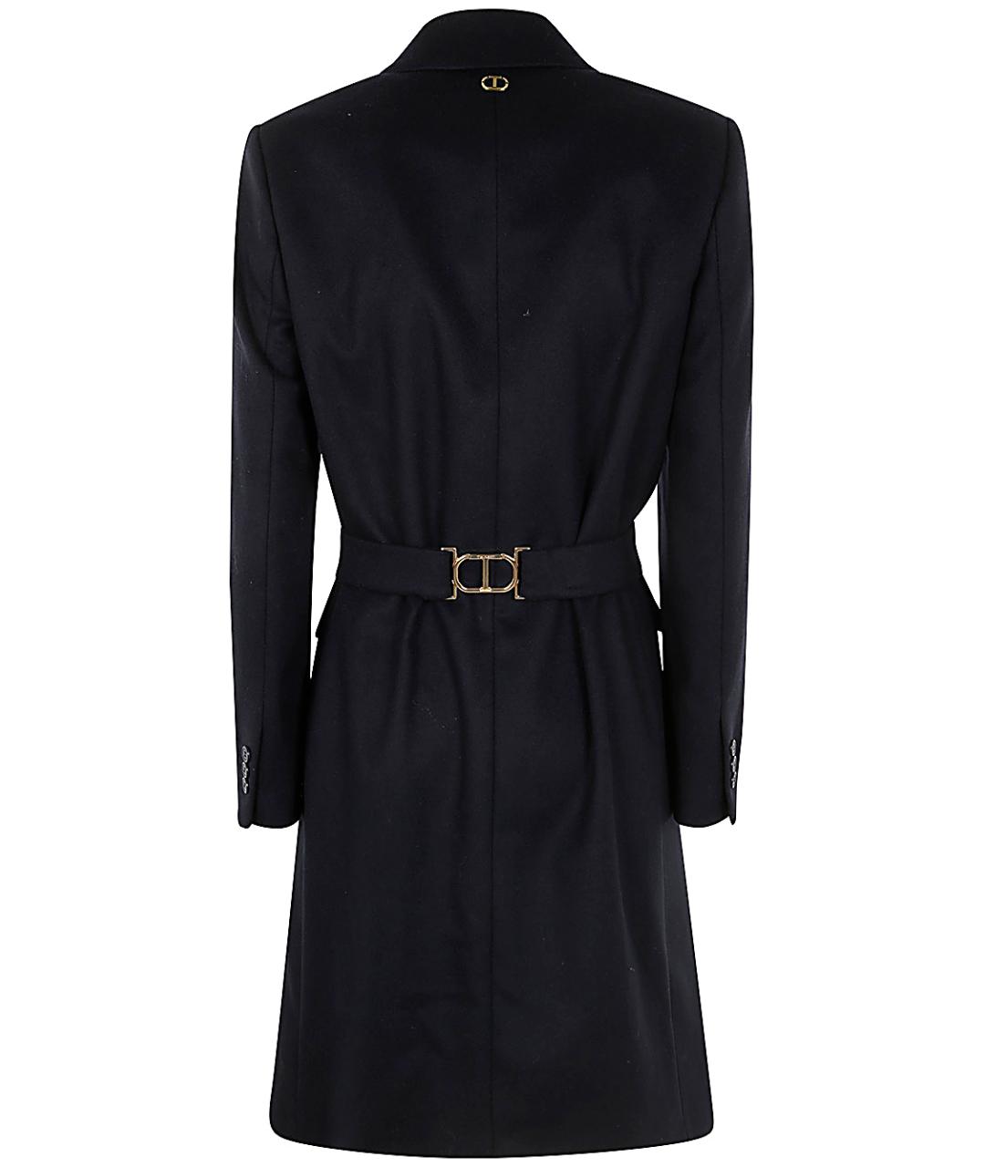 TWIN-SET Синее шерстяное пальто, фото 2