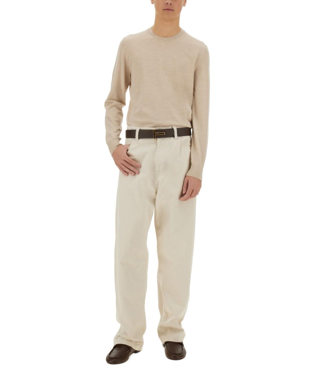 TOM FORD Бежевый шерстяной джемпер / свитер, фото 3