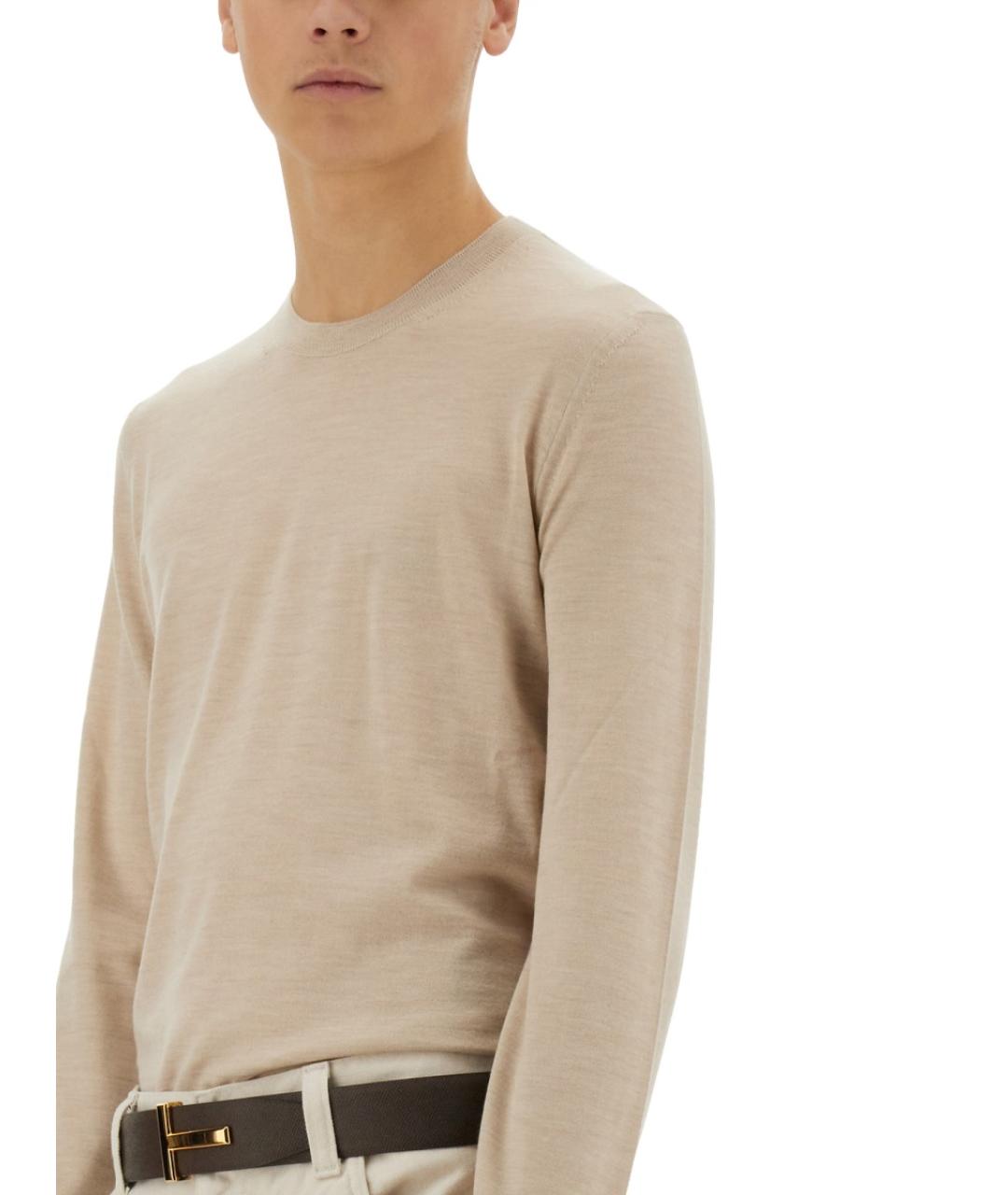 TOM FORD Бежевый шерстяной джемпер / свитер, фото 5