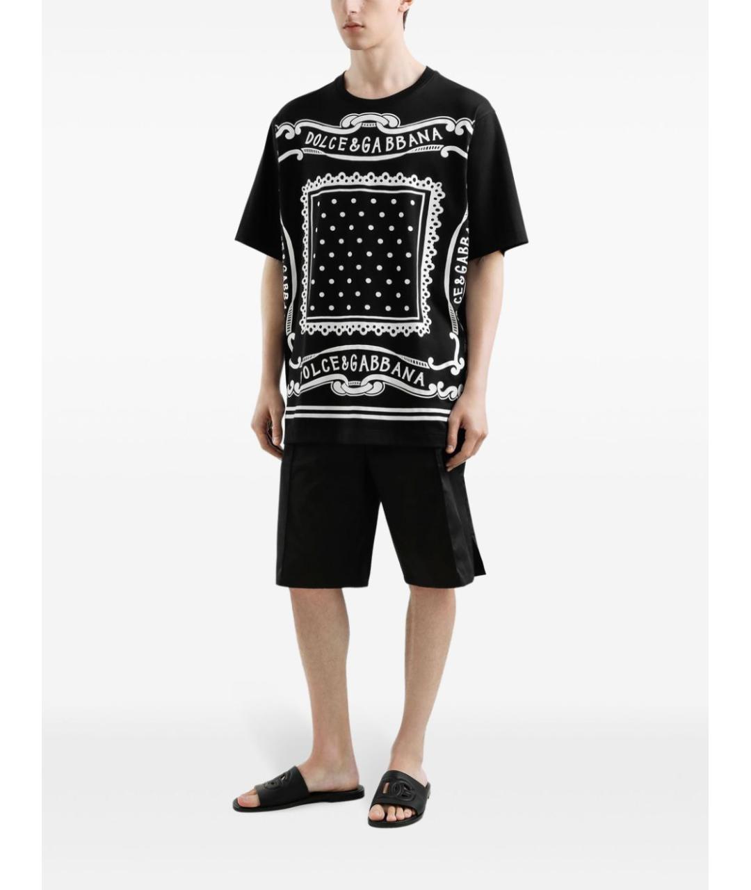 DOLCE&GABBANA Черная хлопковая футболка, фото 2