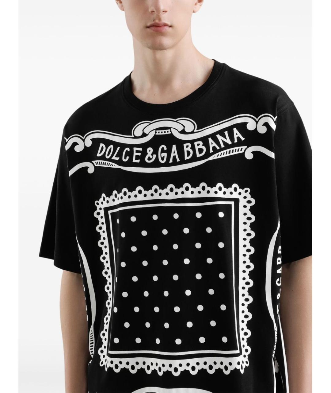 DOLCE&GABBANA Черная хлопковая футболка, фото 5
