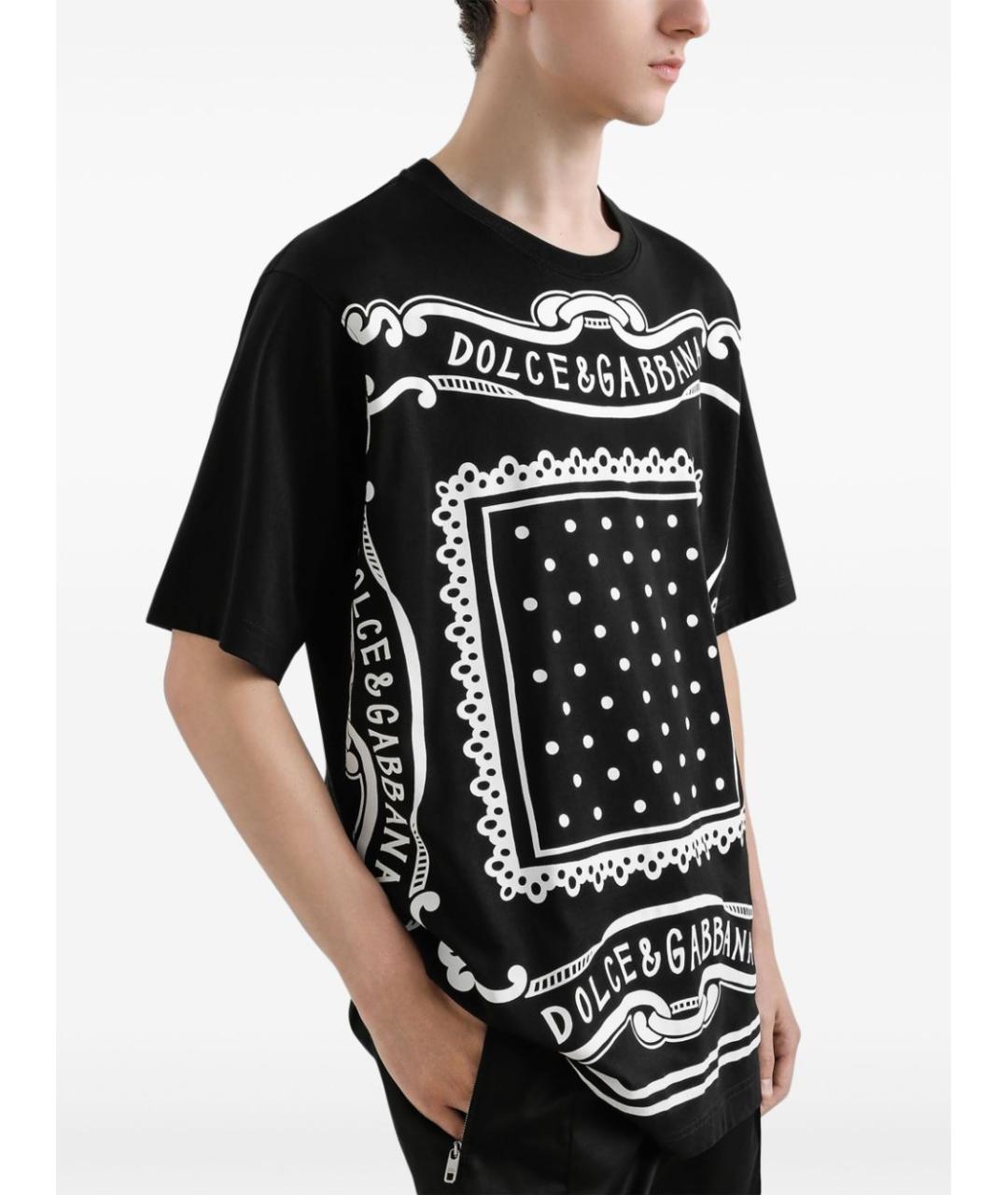 DOLCE&GABBANA Черная хлопковая футболка, фото 4