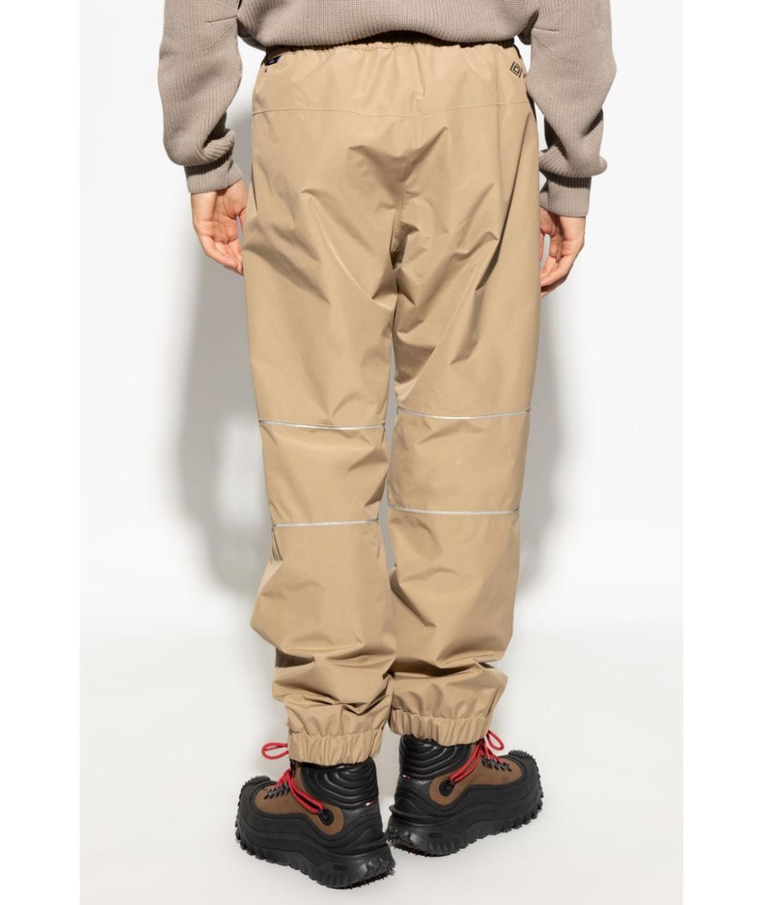 MONCLER Бежевые полиэстеровые повседневные брюки, фото 4