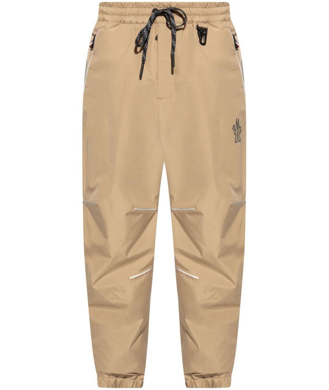 MONCLER Бежевые полиэстеровые повседневные брюки, фото 1