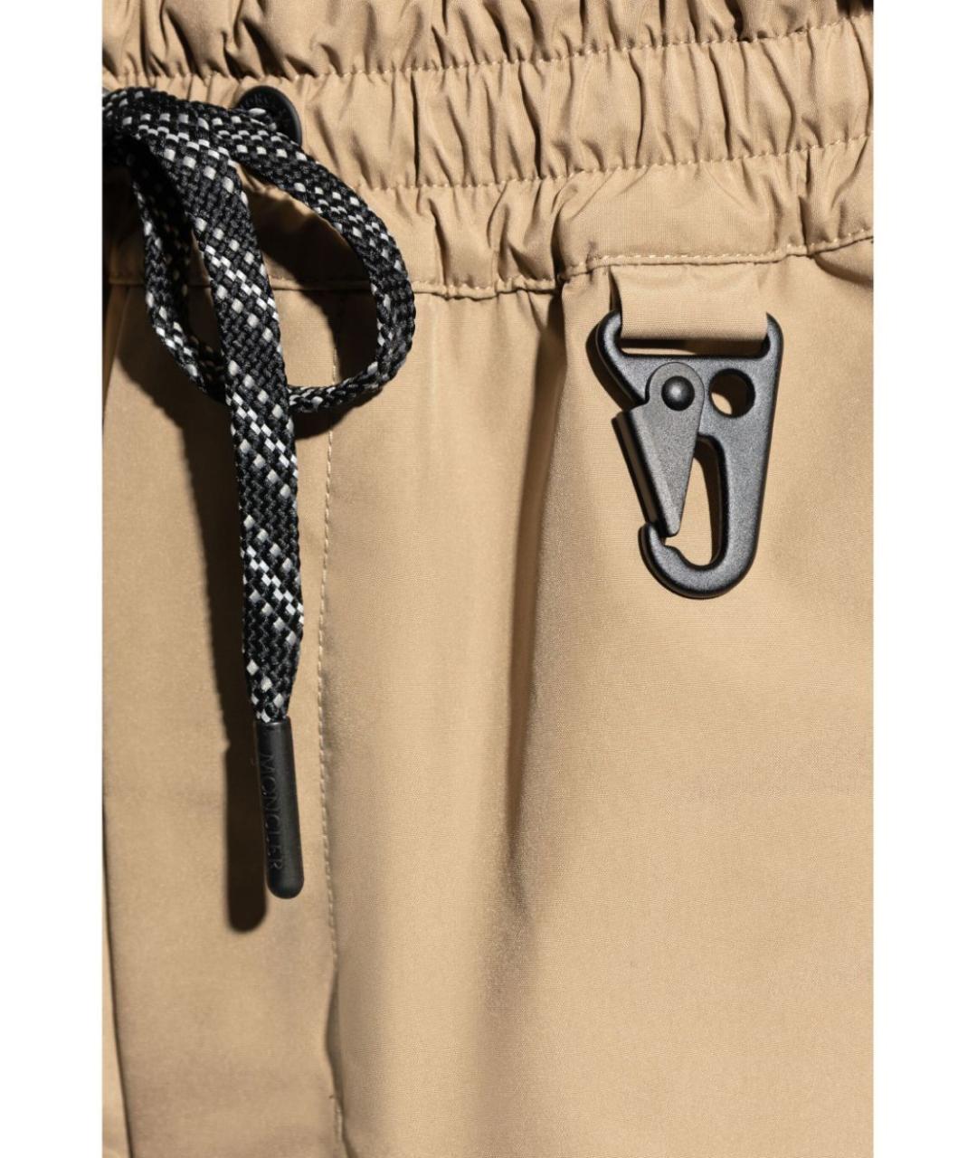 MONCLER Бежевые полиэстеровые повседневные брюки, фото 5