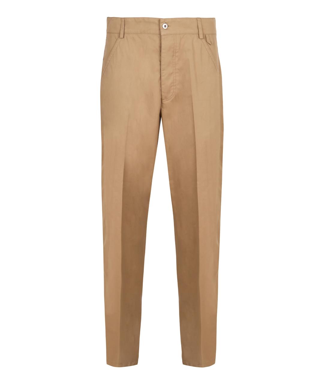 BOTTEGA VENETA Бежевые хлопковые повседневные брюки, фото 1