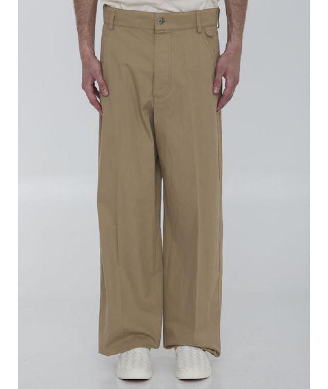 BOTTEGA VENETA Бежевые хлопковые повседневные брюки, фото 2