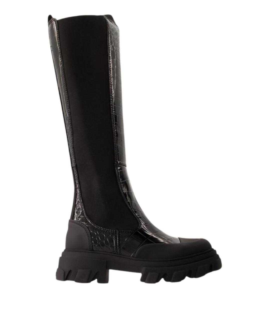 GANNI Черные кожаные ботинки, фото 1