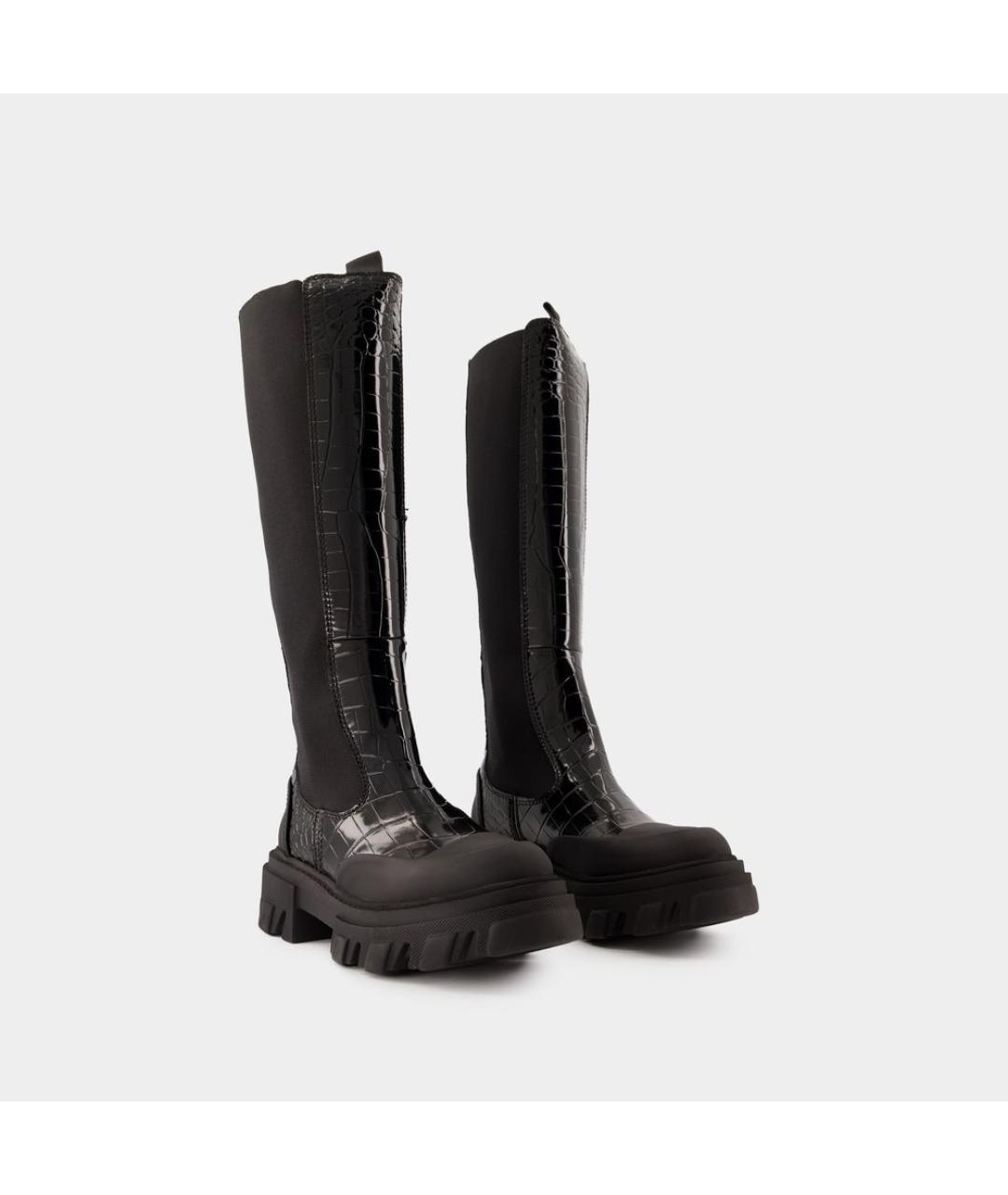 GANNI Черные кожаные ботинки, фото 2