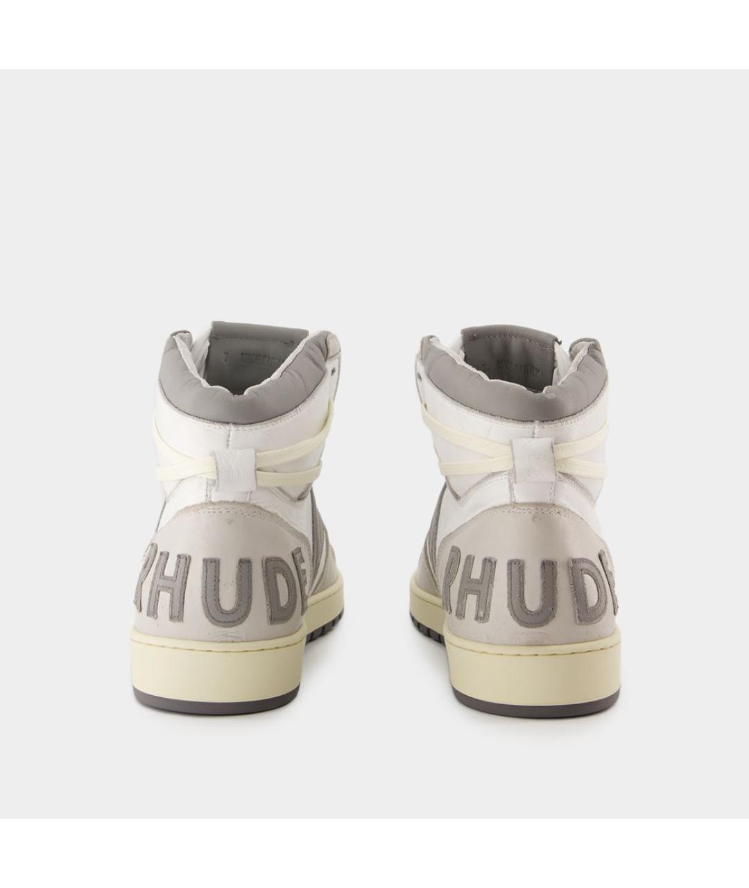 RHUDE Серые кожаные высокие кроссовки / кеды, фото 3