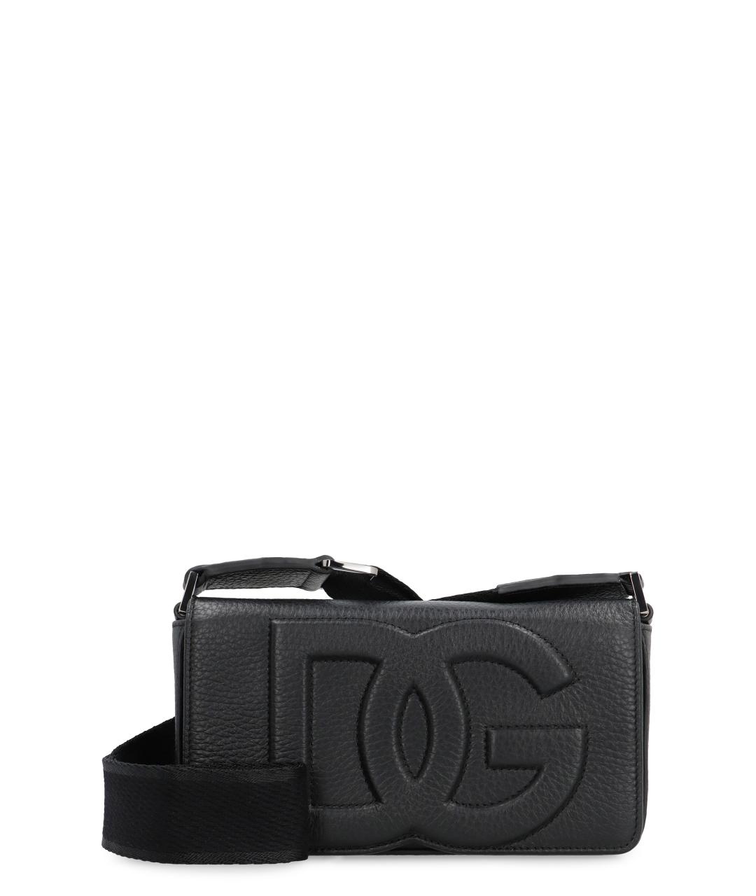 DOLCE&GABBANA Черная кожаная сумка на плечо, фото 1