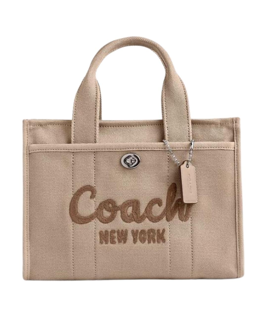 COACH Бежевая тканевая сумка тоут, фото 1