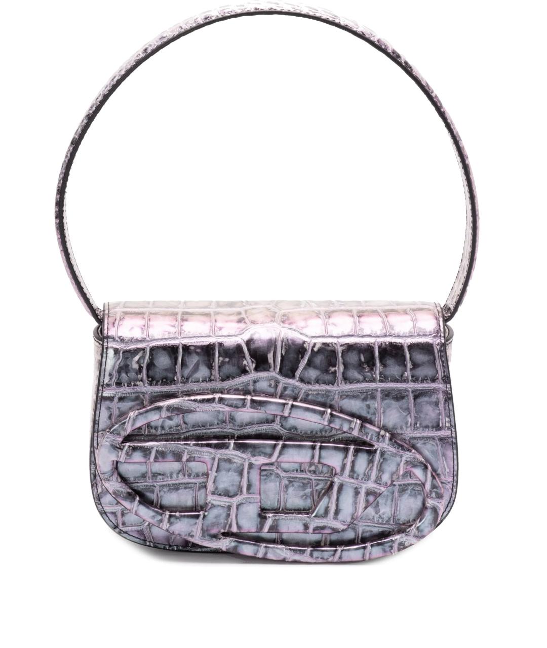 DIESEL Фиолетовая кожаная сумка с короткими ручками, фото 1