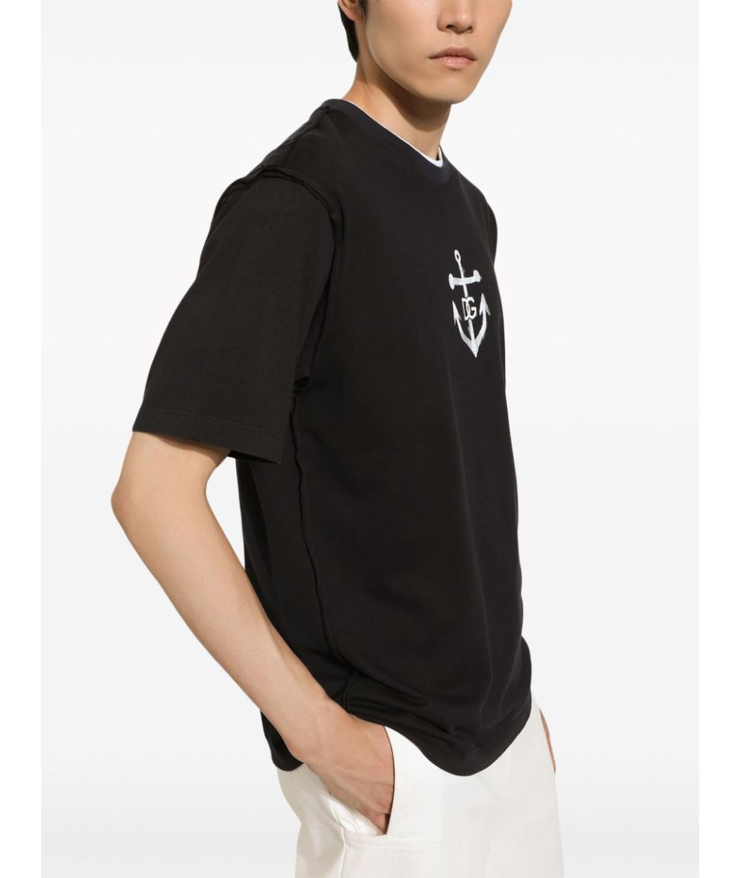 DOLCE&GABBANA Черная хлопковая футболка, фото 5