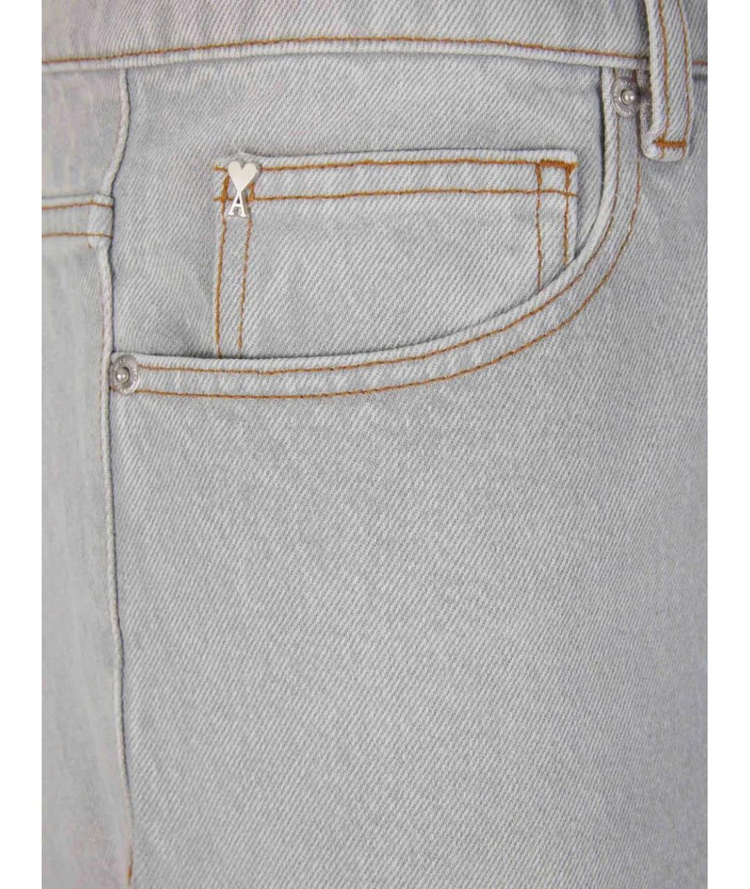 Ami Paris Серые хлопковые прямые джинсы, фото 3