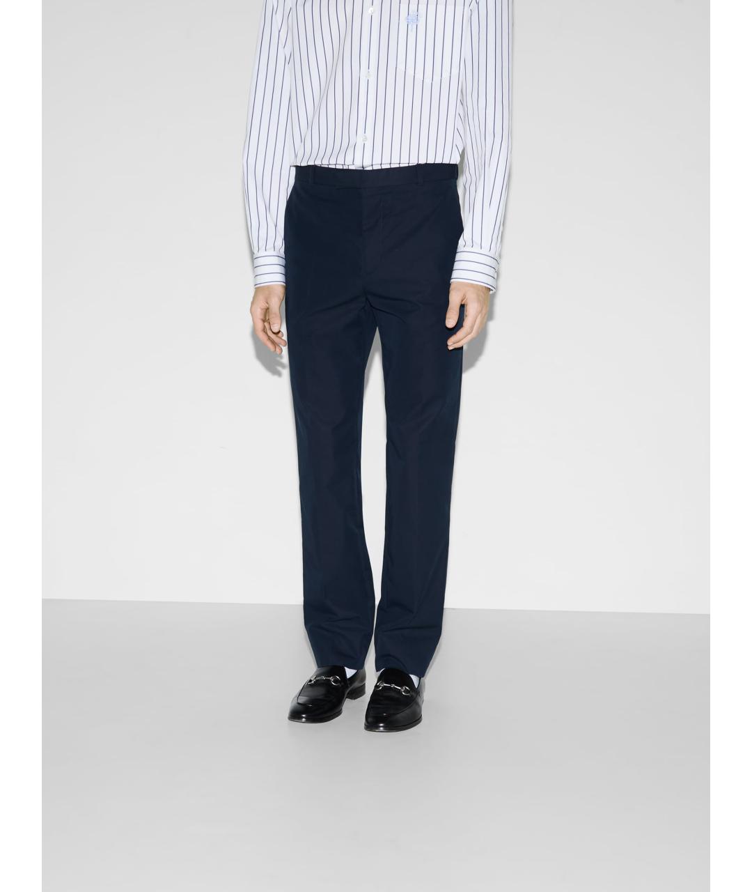 GUCCI Темно-синие хлопковые повседневные брюки, фото 5