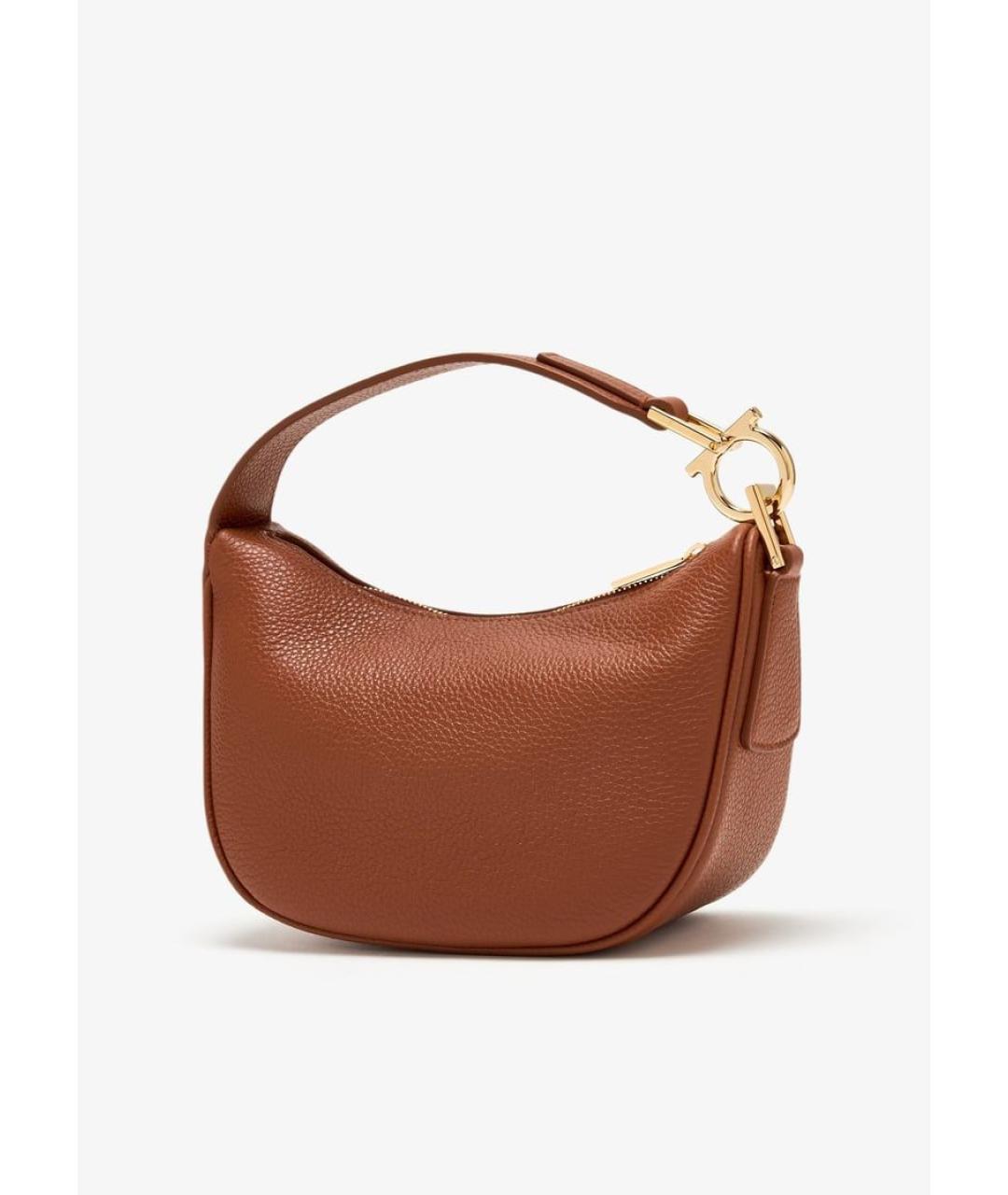 FERRAGAMO Коричневая кожаная сумка с короткими ручками, фото 3