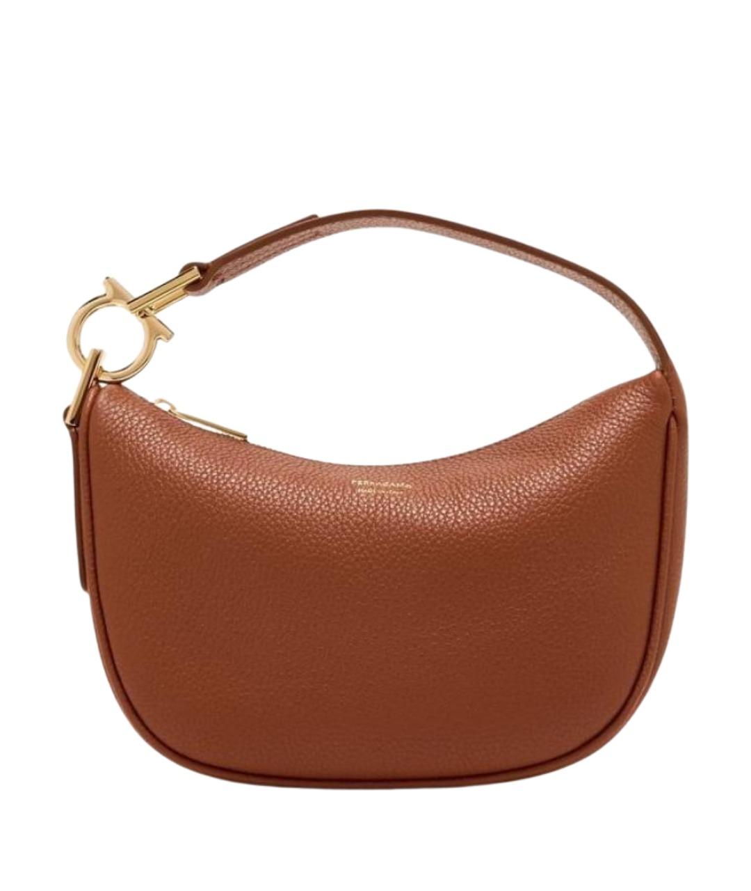 FERRAGAMO Коричневая кожаная сумка с короткими ручками, фото 1