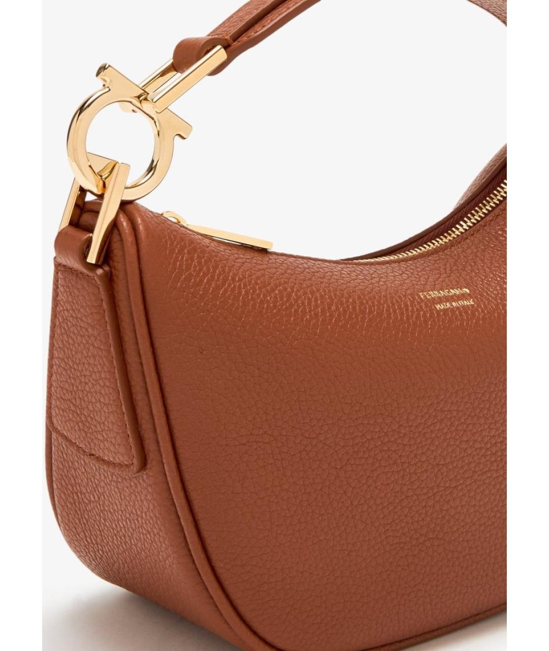 FERRAGAMO Коричневая кожаная сумка с короткими ручками, фото 2