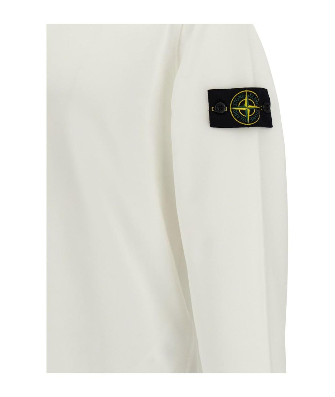 STONE ISLAND Белый хлопковый джемпер / свитер, фото 4