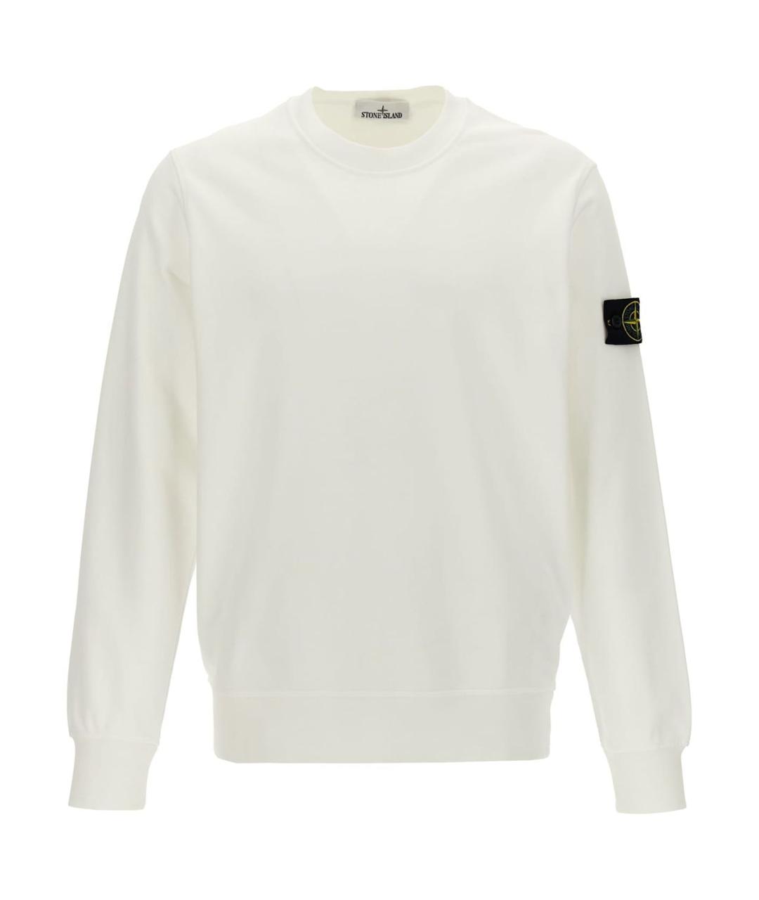 STONE ISLAND Белый хлопковый джемпер / свитер, фото 1