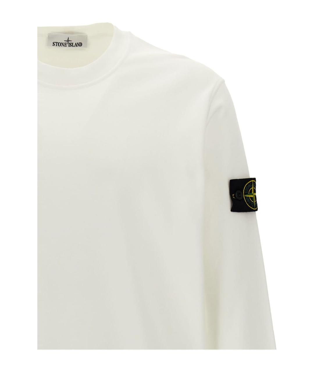 STONE ISLAND Белый хлопковый джемпер / свитер, фото 3