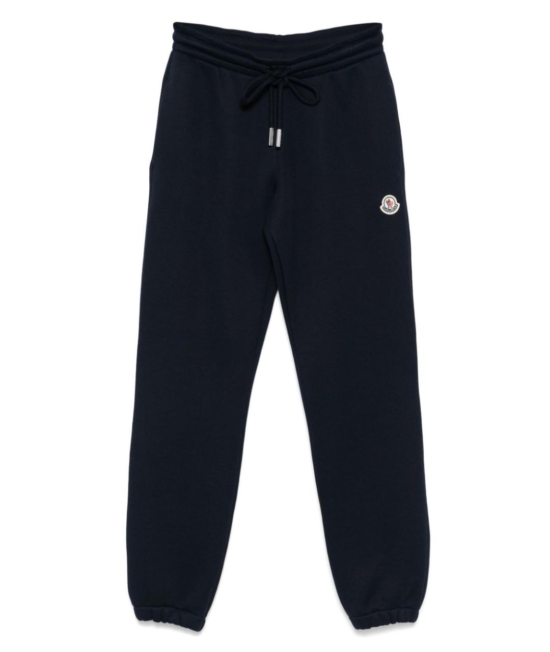 MONCLER Синие хлопковые прямые брюки, фото 1