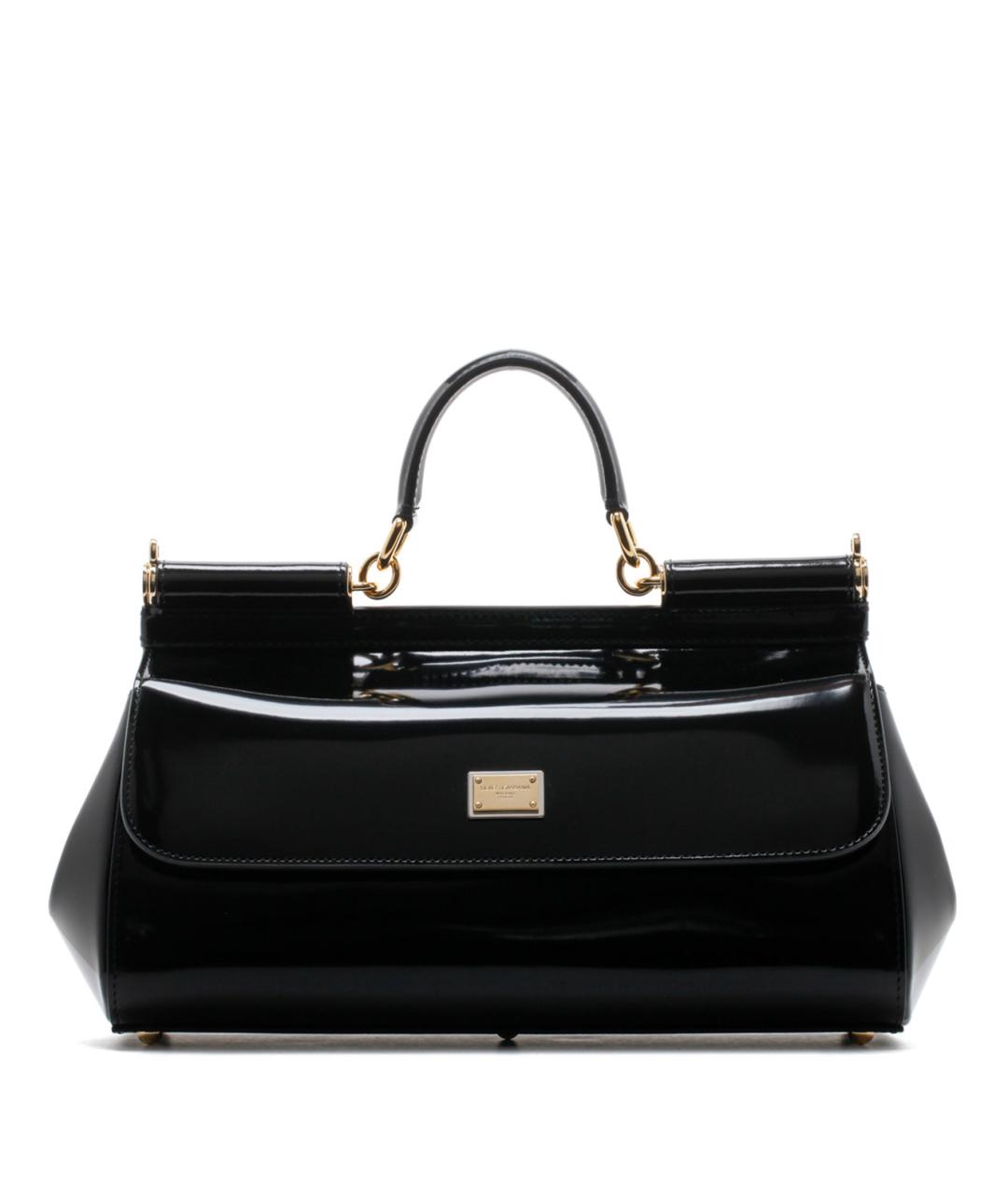 DOLCE&GABBANA Черная кожаная сумка с короткими ручками, фото 1