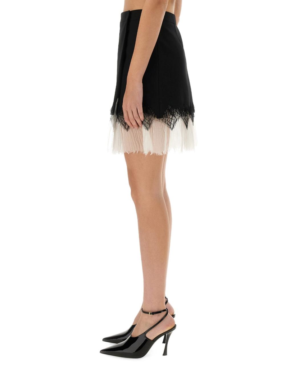 ALEXANDER MCQUEEN Черная шерстяная юбка мини, фото 4