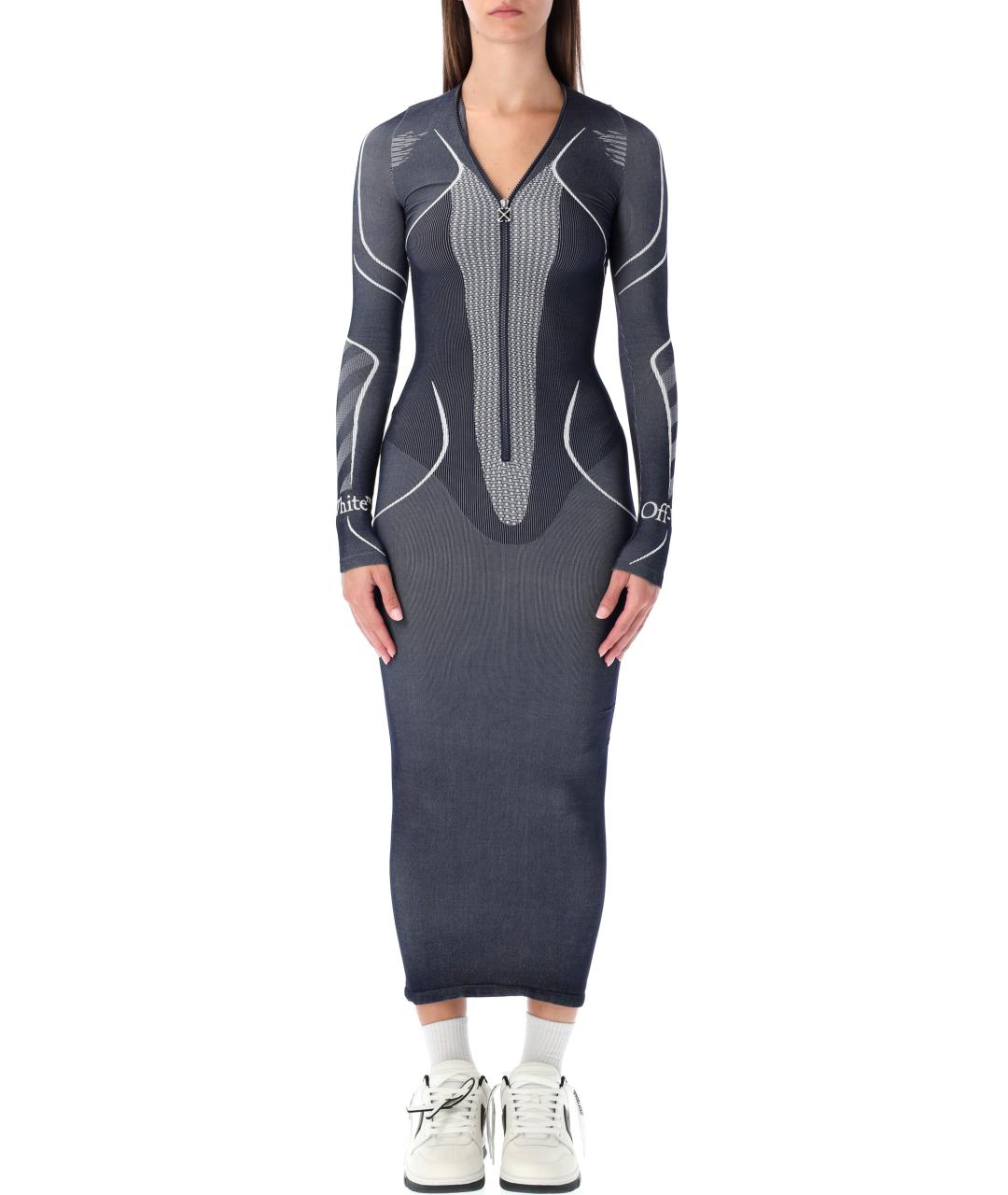 OFF-WHITE Синее полиамидовое повседневное платье, фото 2