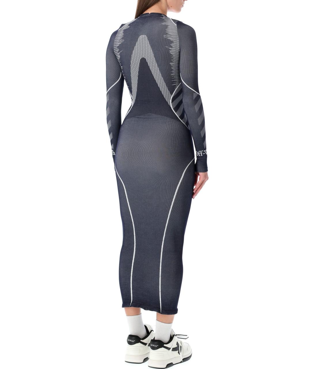 OFF-WHITE Синее полиамидовое повседневное платье, фото 3