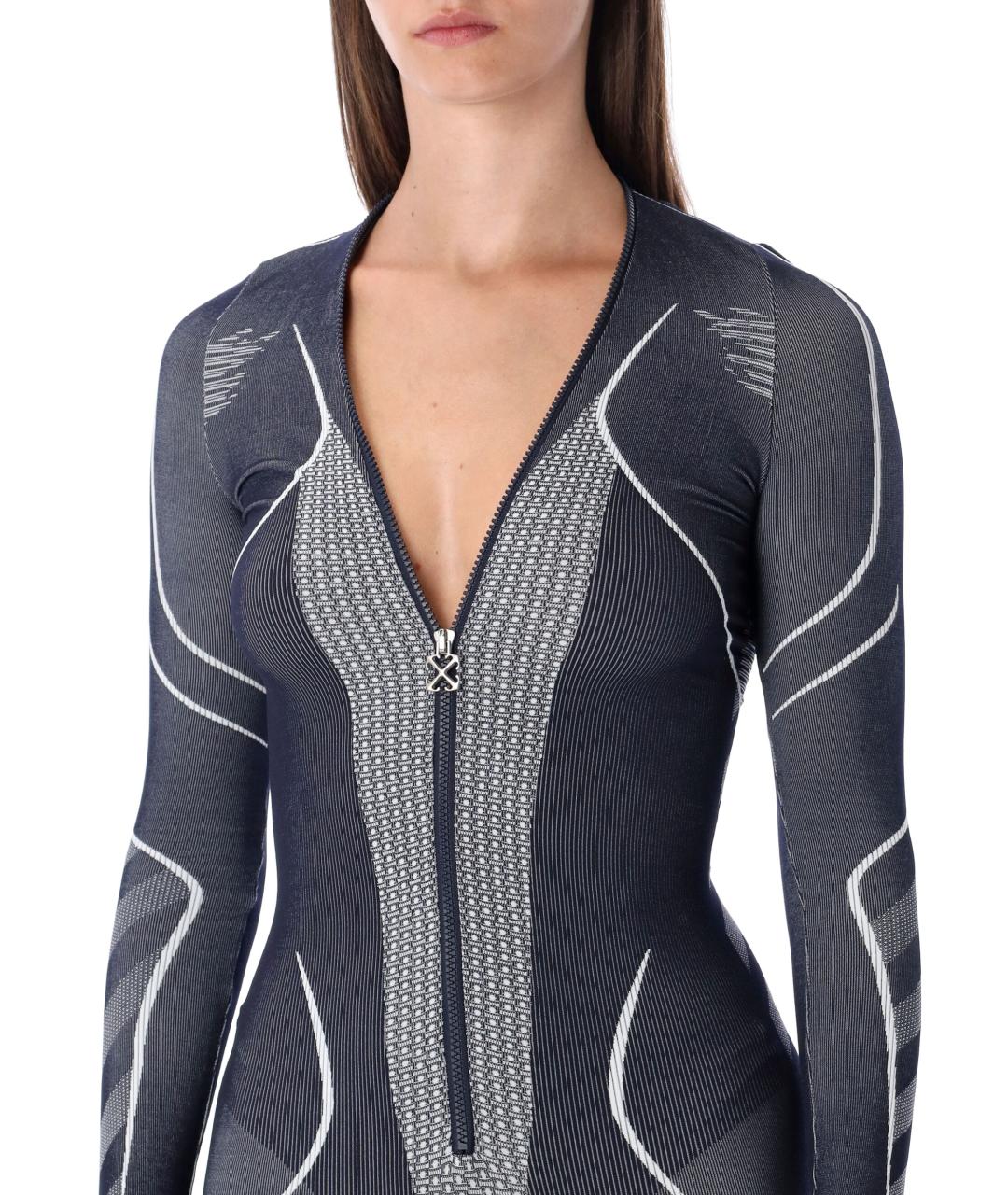 OFF-WHITE Синее полиамидовое повседневное платье, фото 4