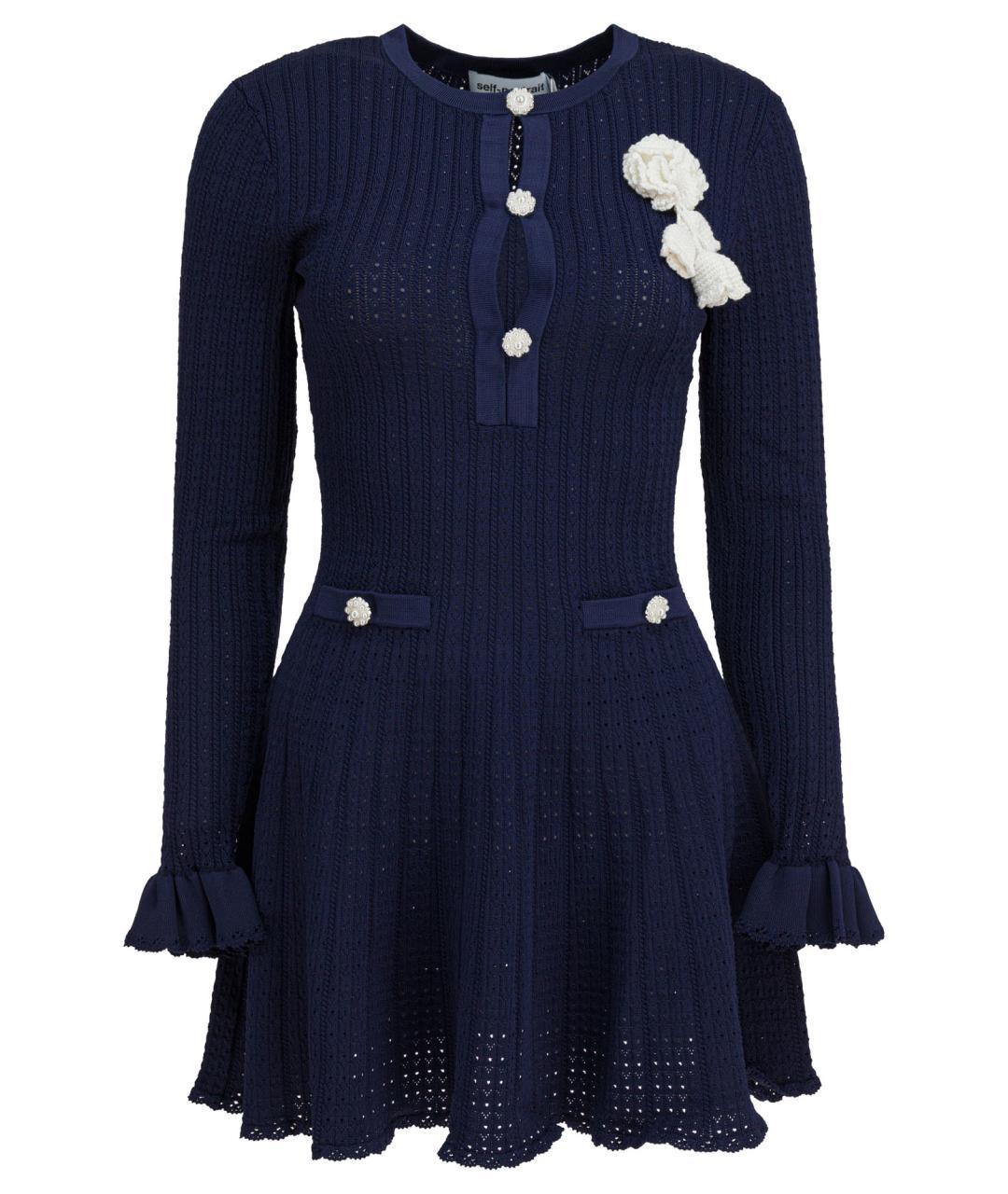 SELF-PORTRAIT Синее вискозное повседневное платье, фото 1