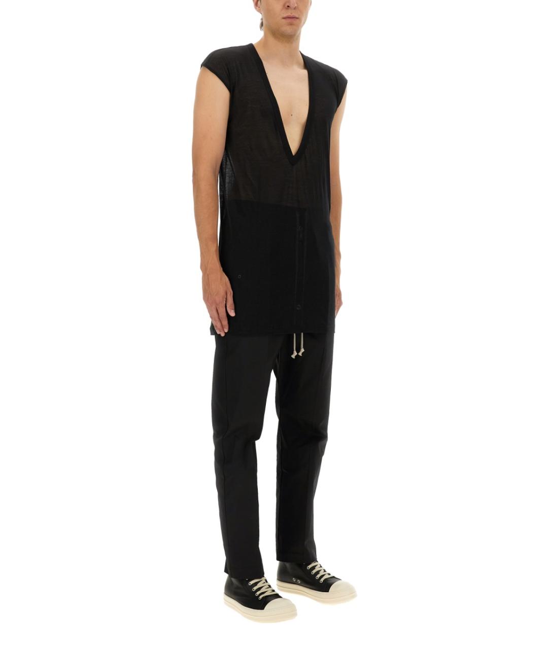 RICK OWENS Черная хлопковая футболка, фото 3