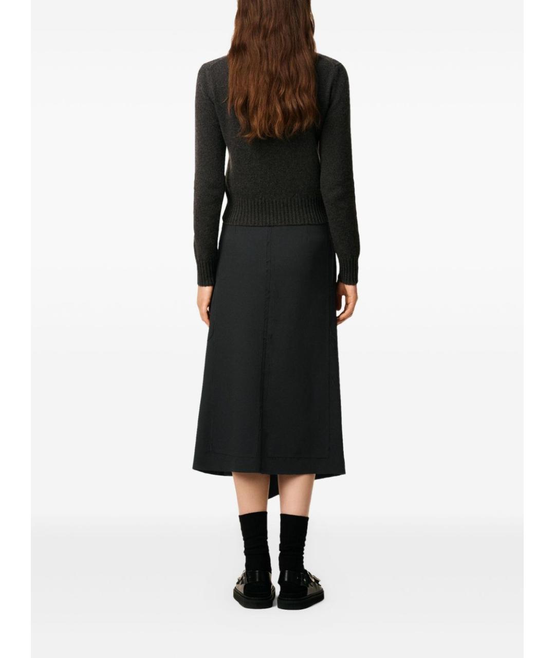 Ami Paris Антрацитовая шерстяная юбка миди, фото 4